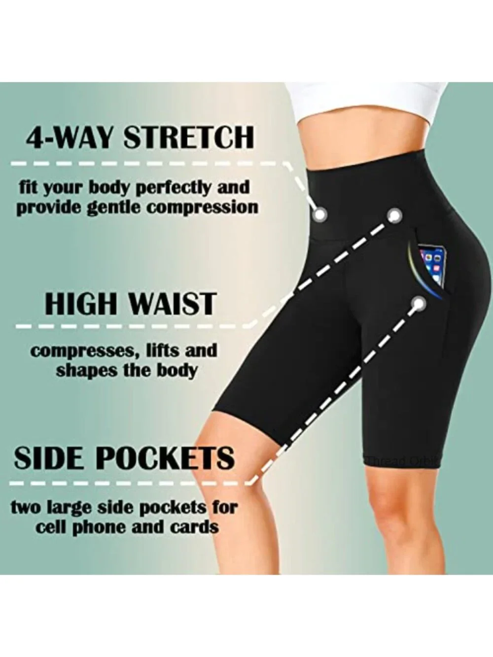 4 Pack High Waisted Biker Shorts with Pockets for Women